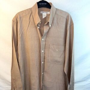 Vintage Emporio Armani Button Up Shirt - Men's Medium/15.5/39 - Beige Linen-Like